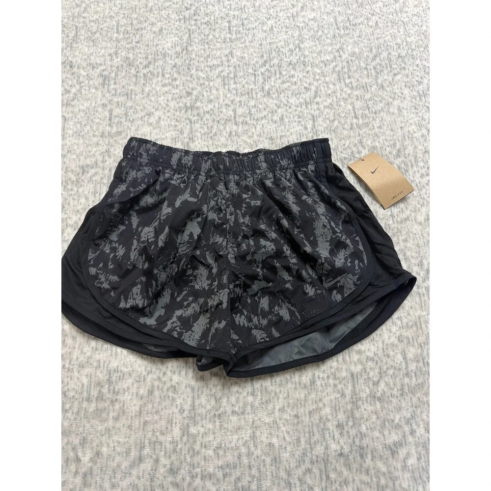 Nike Womens Dri-FIT Running Shorts Black‎ Grey Smoke Print FZ3482-010 Size S NWT